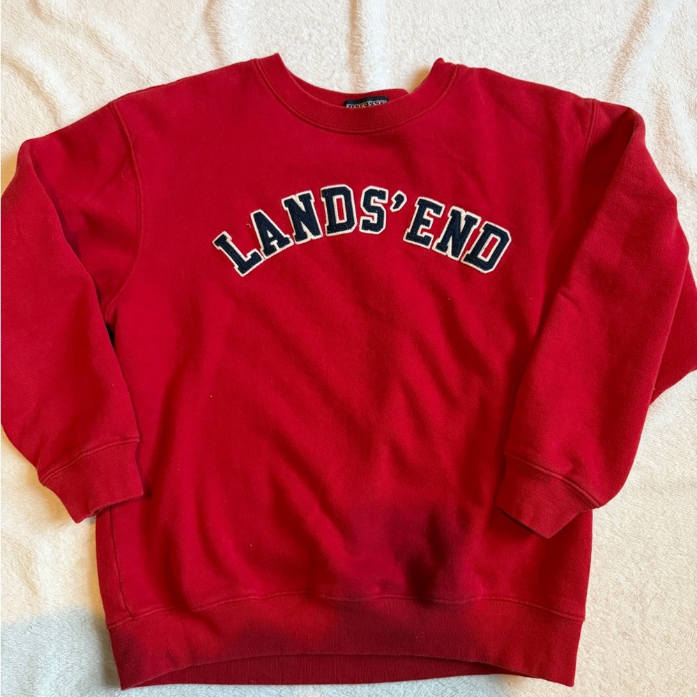 Lands' End Bright Red Logo Crewneck Sweatshirt